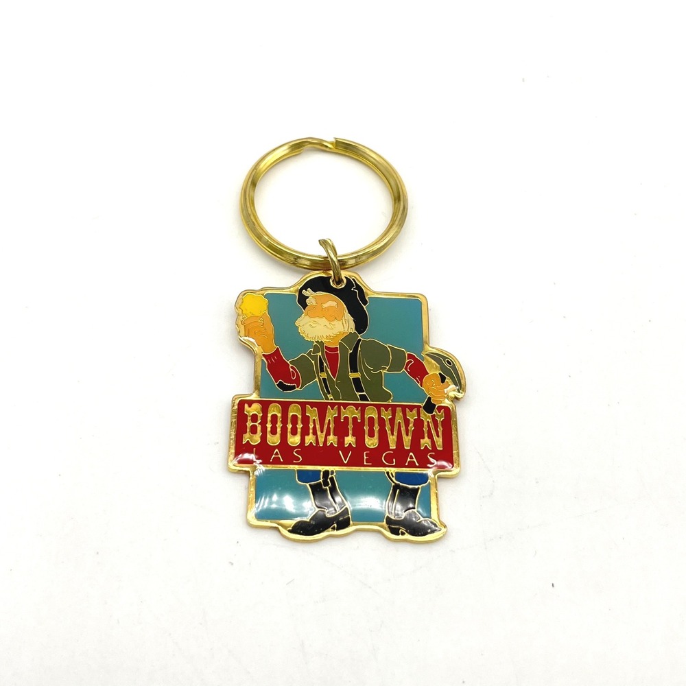 VINTAGE BOOMTOWN LAS VEGAS ENAMEL METAL KEYCHAIN CHARM COLLECTIBLE SOUVENIR